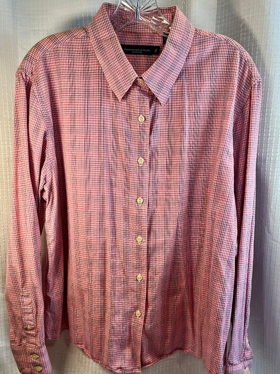 Panhandle Slim Tops - Vintage Panhandle Slim Pink Plaid Long Sleeve Western Show Shirt size XL